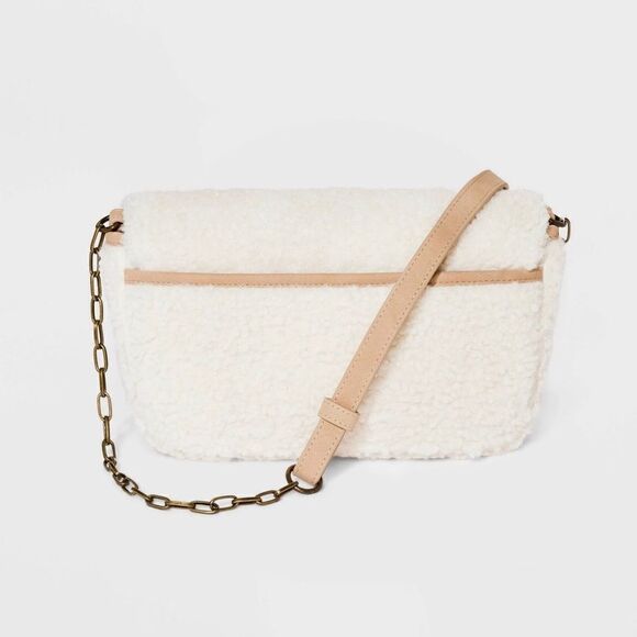 NWT … UNIVERSAL THREAD Cream Sherpa Crossbody / Purse - Picture 4 of 10